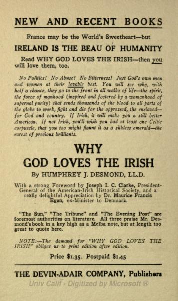 why_god_loves_the_irish.jpg - 1920 ‘Why God loves the Irish’. Advertisement for the Devlin-Adair Company of New York.