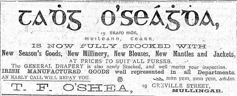 1899-tf-oshea.png - 1899 - Advertisement for T. F. O'Shea's Clothes Shop