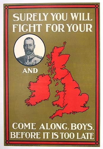 come_along_boys.jpg - 'Come Along Boys, Before it's Too Late' (1915). World War 1 Recruitment poster. Courtesy of Dr Angela Smith.