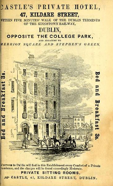 1854_castle_hotel.gif - Advertisement for Castle's Hotel from the Tourist Handbook for Ireland, 1854.