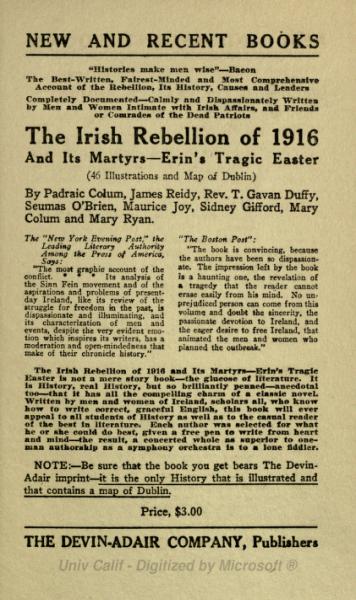 the_irish_rebellion_1916.jpg - 1920 ‘The Irish rebellion of 1916'. Advertisement for the Devlin-Adair Company of New York.